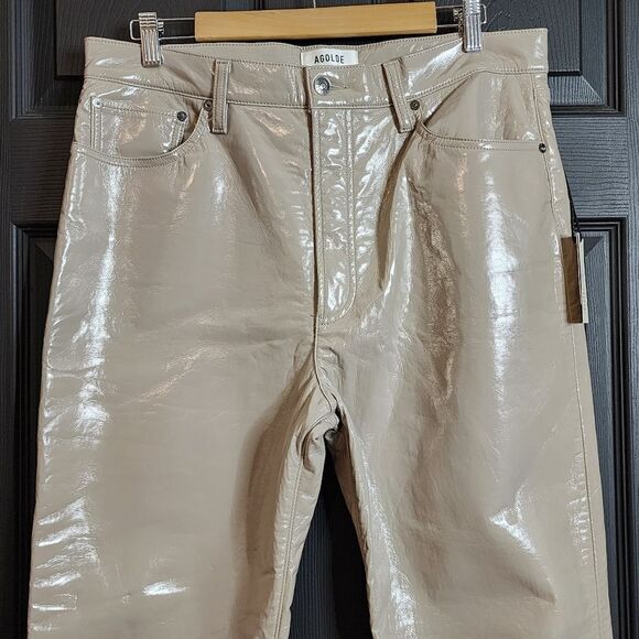 AGOLDE Leather 90s Pinch Waist Pants - Quail Patent - Picture 7 of 16